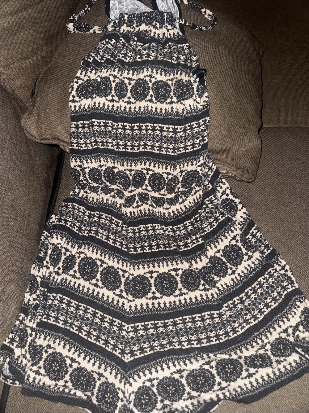 Poetry Black and White Maxi Skirt with Geometric Print